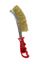 Brass wire brush with plastic handle